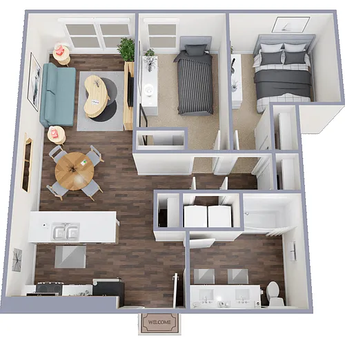 Floor plan 2 Bed 1 Bath