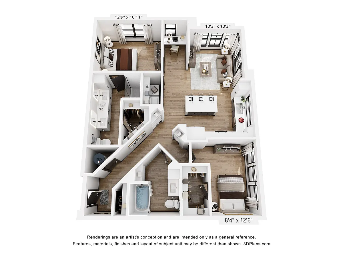 Floor plan B4: 2 Bed 2 Bath
