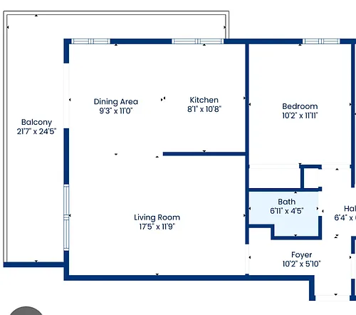 Floor plan 1 Bed x 1 Bath