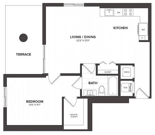 Floor plan 1 Bed/1 Bath-A4.1