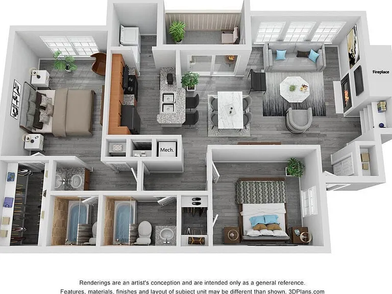 B3: Beds - 2: Baths - 2: SqFt - 1050