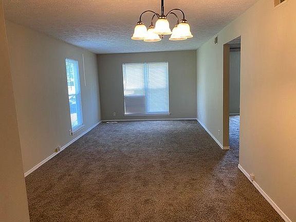 View from kitchen to dining/living area