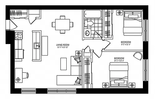 Floor plan Parkway Park - Plan A 2 Bed 1 Bath