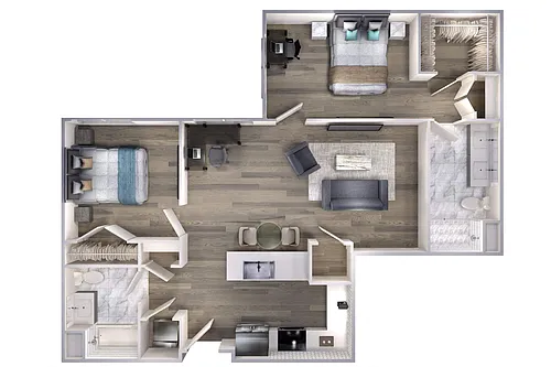 Floor plan Avenue F | 2 Bed/2 Bath-B3