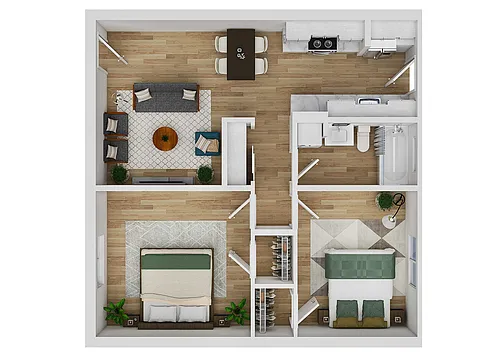 Floor plan Two Bedroom One Bath