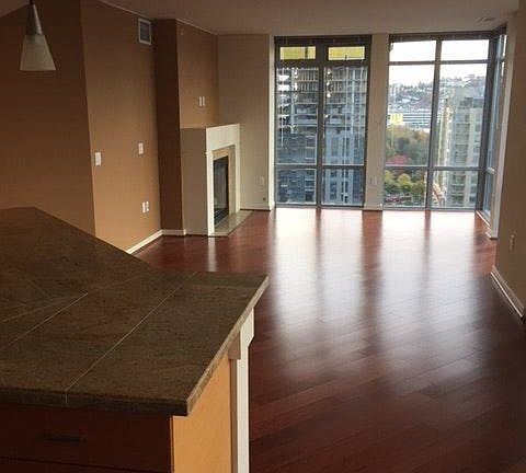 Living room with Space Needle view