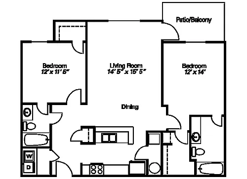 Floor plan 2 Bedroom 1st Floor-Style B