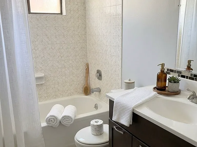 Main bath with tub and shower