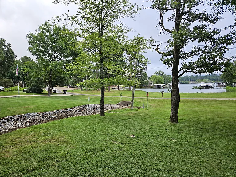 View of boat dock on the left side of the cove.
