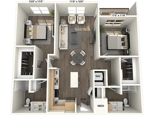 Floor plan B2-1097-1144sf-FinishIII-Units403-604