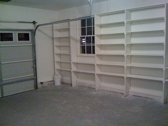 Garage with built-in shelves