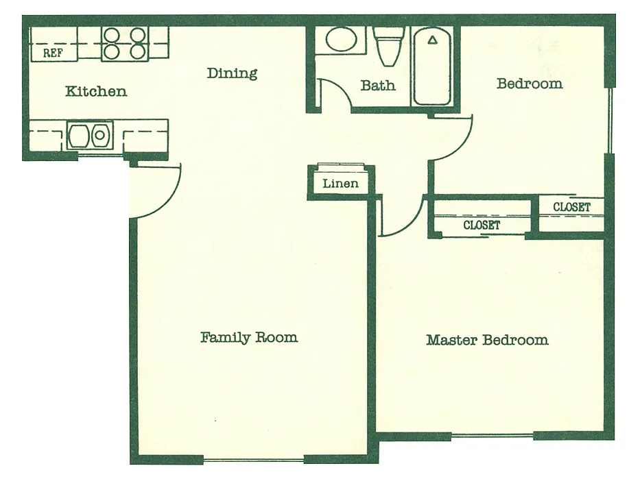 Floor plan 2 Bedroom 1 Bath