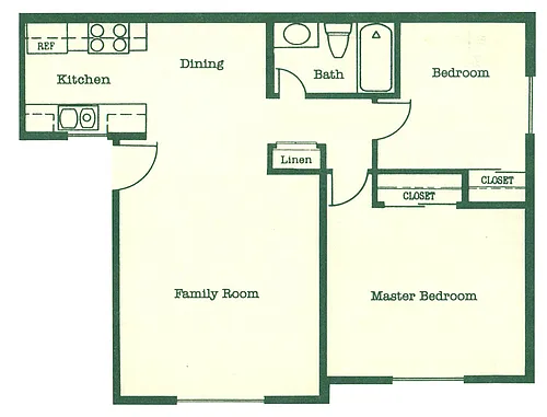 Floor plan 2 Bedroom 1 Bath