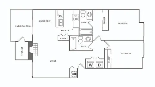 Floor plan Two Bedroom / Two Bath Renovated