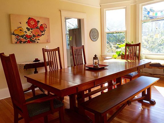 Dining room with West facing windows and