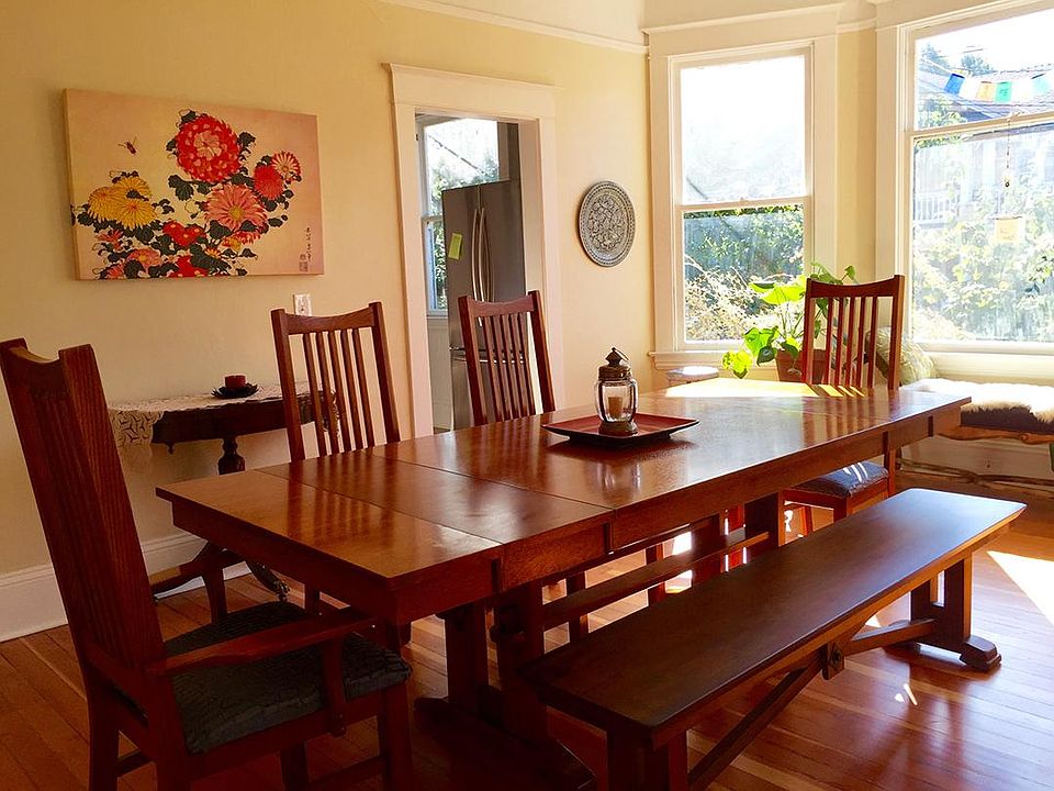 Dining room with West facing windows and