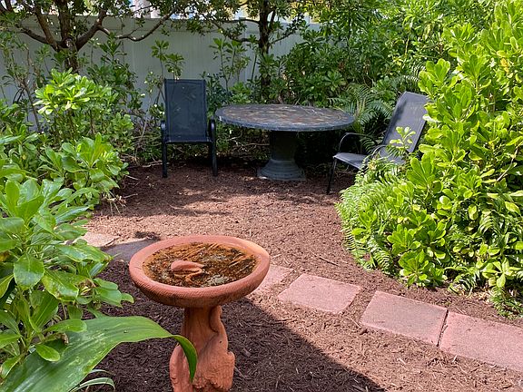 Tropical seating/eating area.