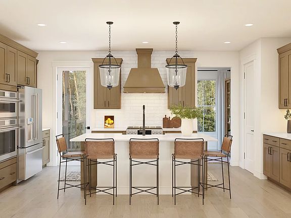 Kitchen with pendant lighting