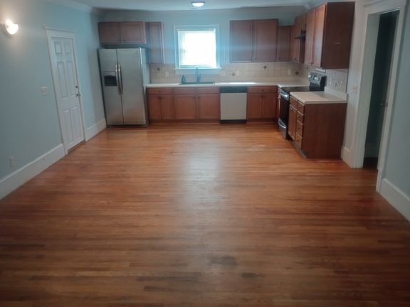 Open living room and kitchen.