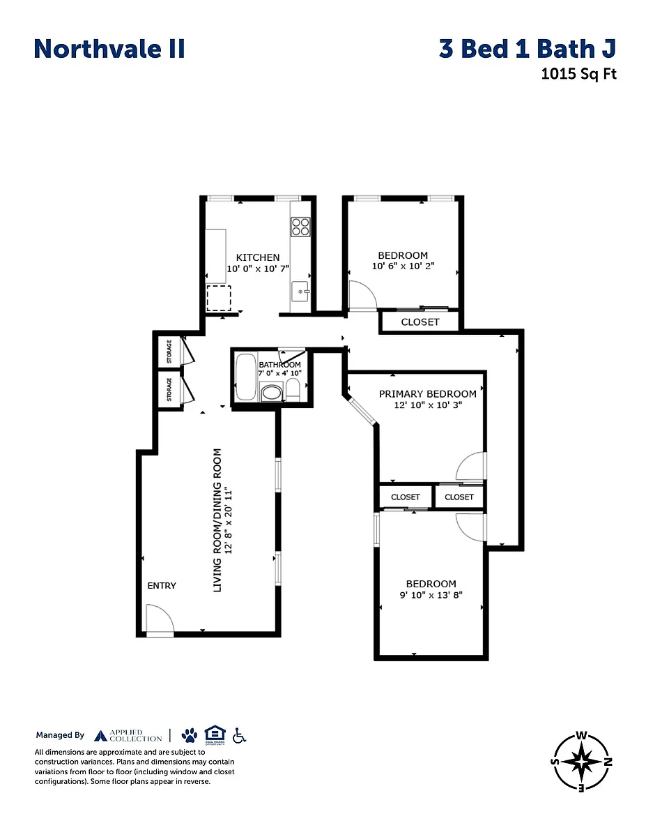 Floor plan 3 Bed 1 Bath J