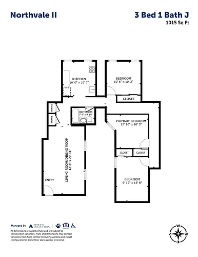 Floor plan 3 Bed 1 Bath J