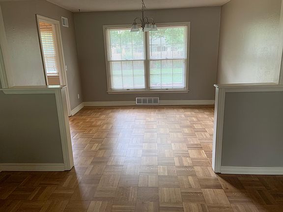 Dining area with view of backyard