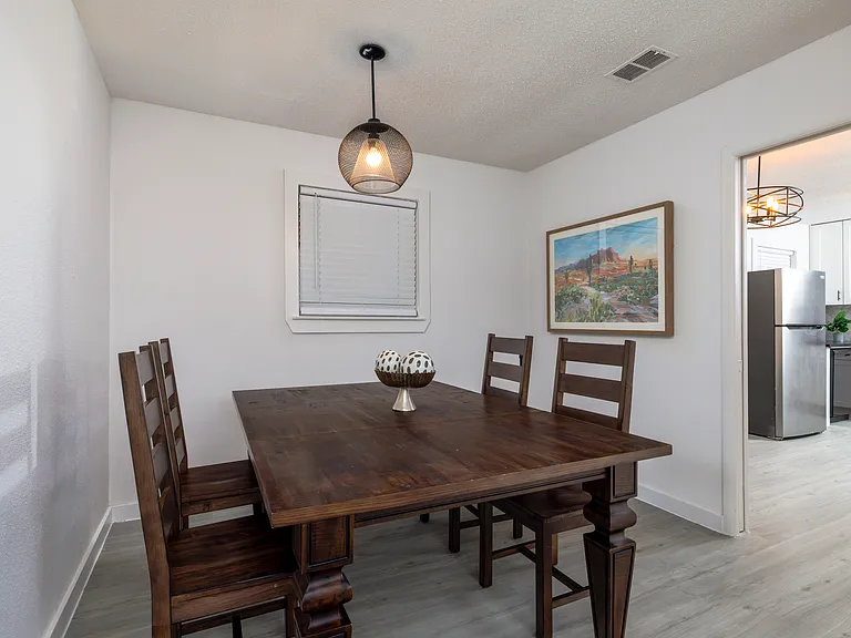 Dining area with plenty of seating for the whole family.