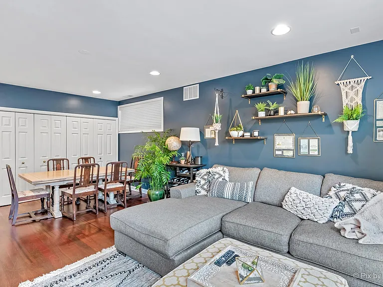 Family room - lower level. Closets for storage.