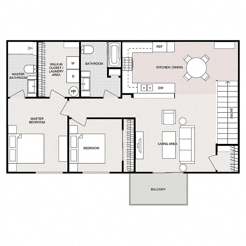 Floor plan 2 Bedroom 2 Bathroom - Upper