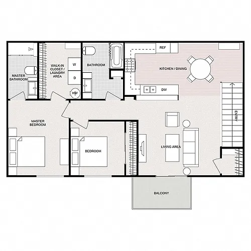 Floor plan 2 Bedroom 2 Bathroom - Upper