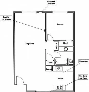 Floor plan 1 Bedroom 1 Bath Upstairs