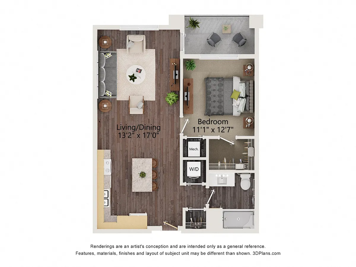 Floor plan One Bedroom - 1AAV