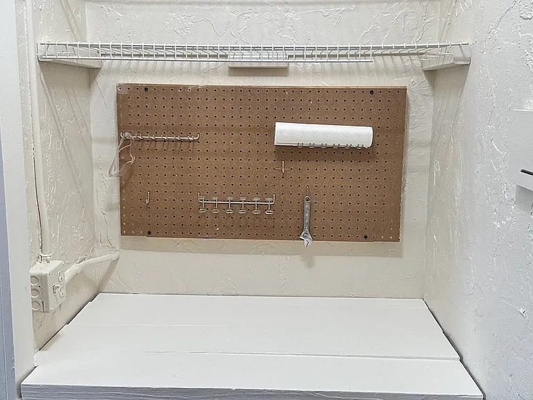 Workbench, inside workroom/storage closet