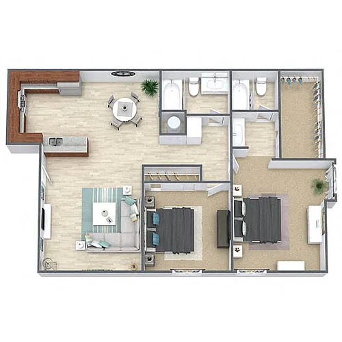 Floor plan B4: 2 Bed 2 Bath
