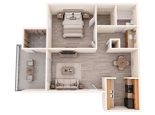 Floor plan 1 Bedroom - private balcony