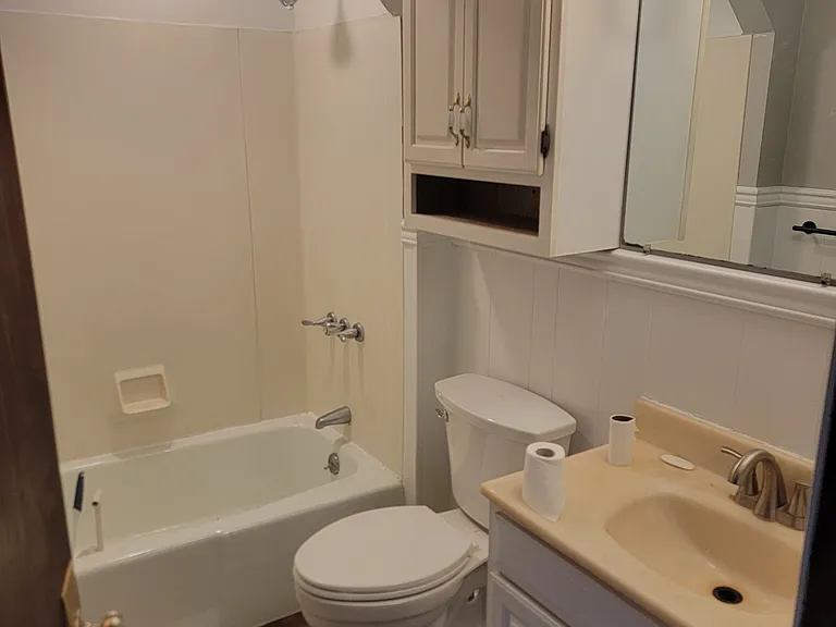 Freshly painted bathroom with new plumbing fixtures