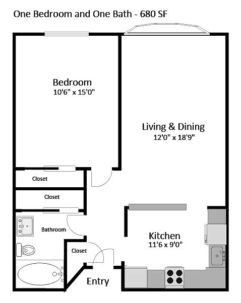 Floor plan 1 Bd 1 Ba