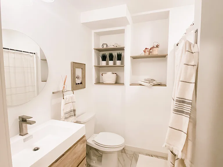 Full bathroom with shower and heated floors!