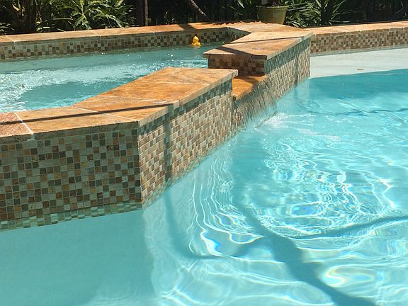 Spa to pool waterfall