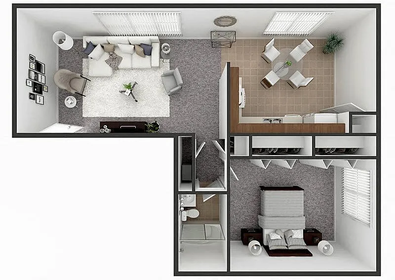 Floor plan 1 Bedroom 1 Bath 780 sq ft