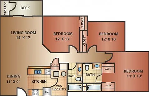3 Bed 2 Bath, 1230 SQ. FT. 3 Bed 2 Bath, 1230 SQ. FT.
