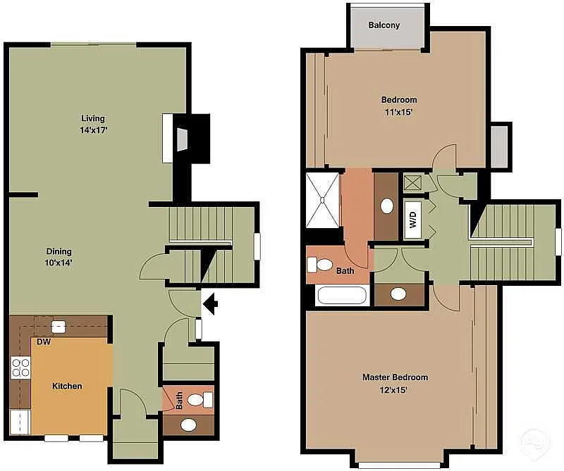Floor plan Stoneman - 2 Bedroom Townhome