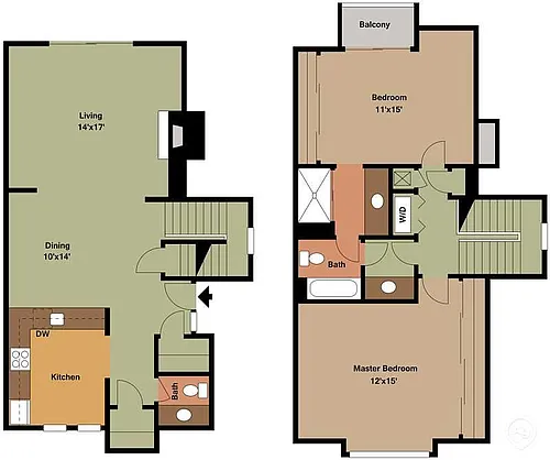Floor plan Stoneman - 2 Bedroom Townhome