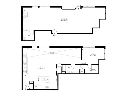 Floor plan 1 Bed/1.5 Bath Live/Work - C