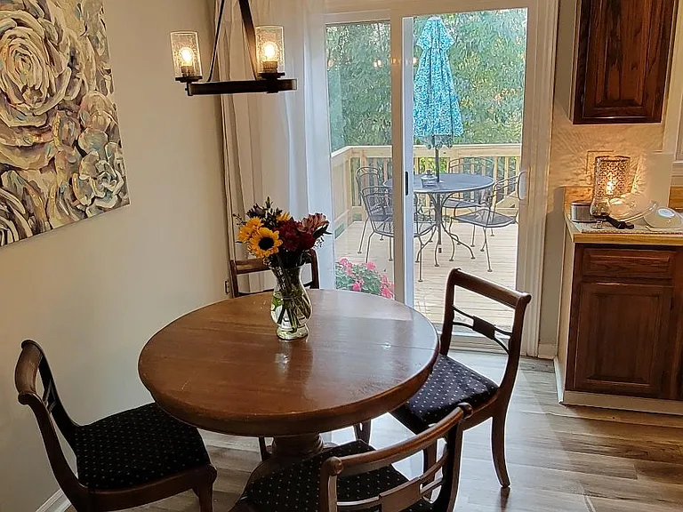 view from hallway between living room and kitchen