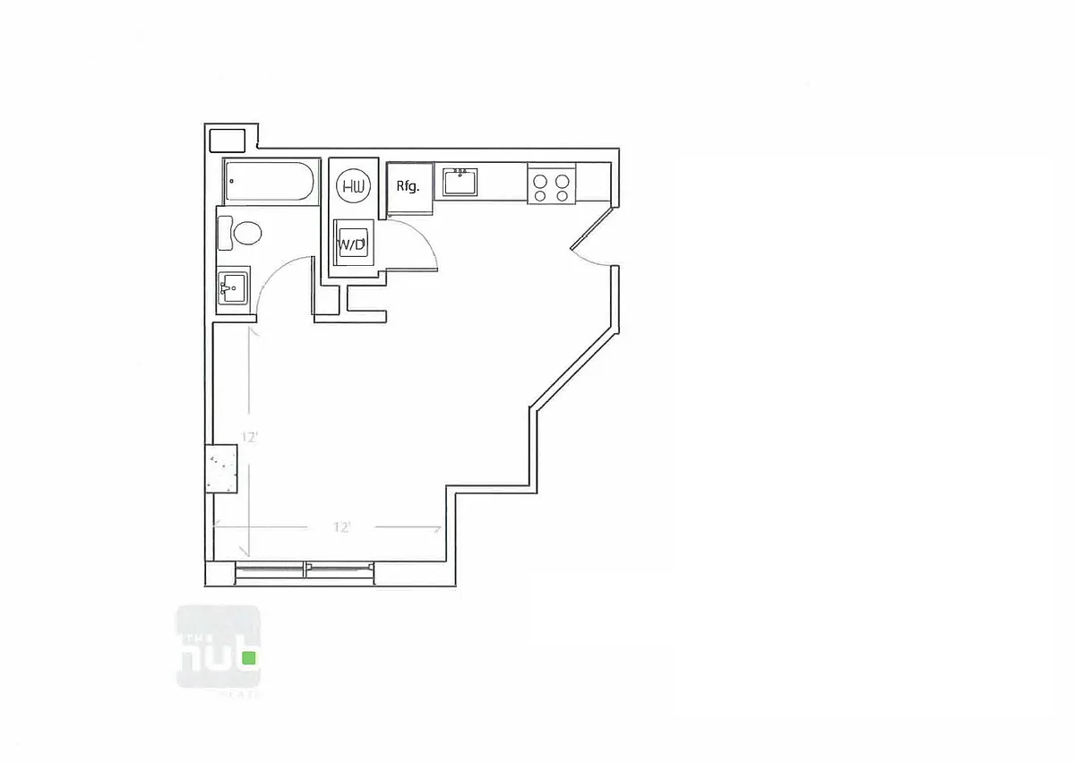Floor plan Studio 1 Bath