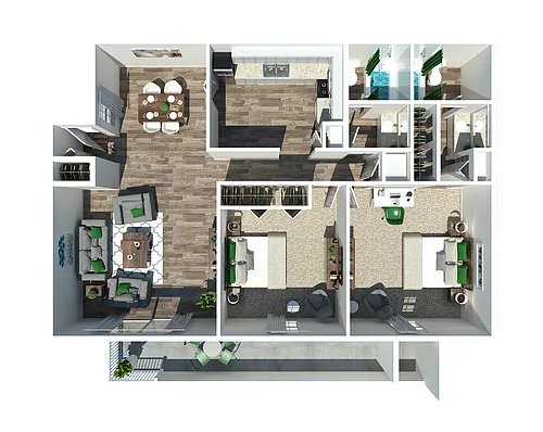 Floor plan 2 Bedroom 2 Bath