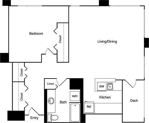 Floor plan 1 Bed 1811 - 2311 NE
