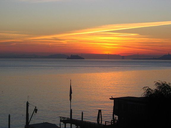 View from deck at sunset