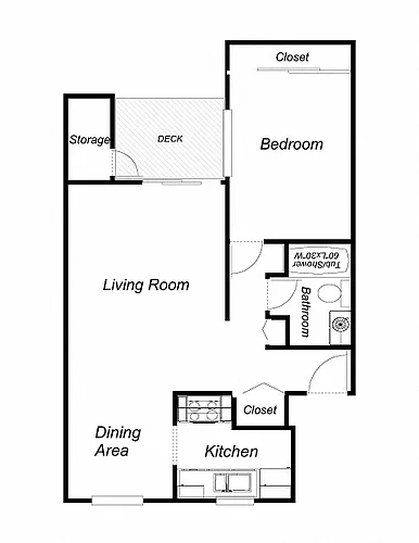 Floor plan 1-Bedroom, 1-Bathroom